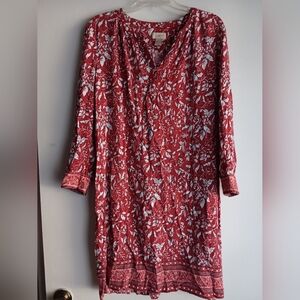 🚨LOFT Red and White Floral Blouse